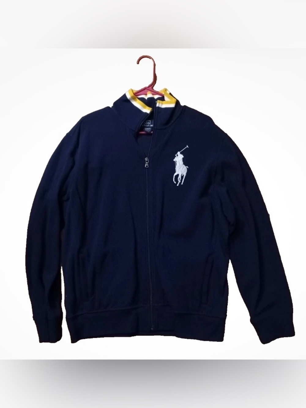 Polo Ralph Lauren Men’s Zip Up Large Pony Logo Track Jacket in Navy Blue (Sz L)